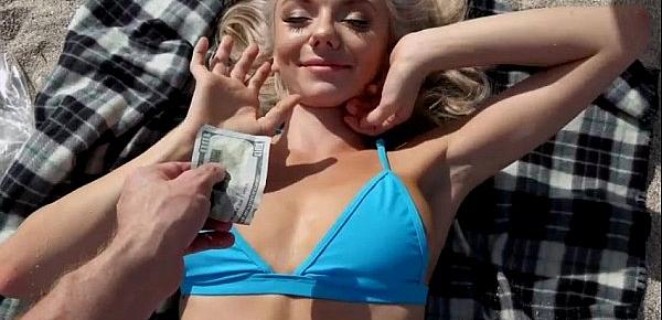  Big boobs amateur blonde eurobabe gets railed for money